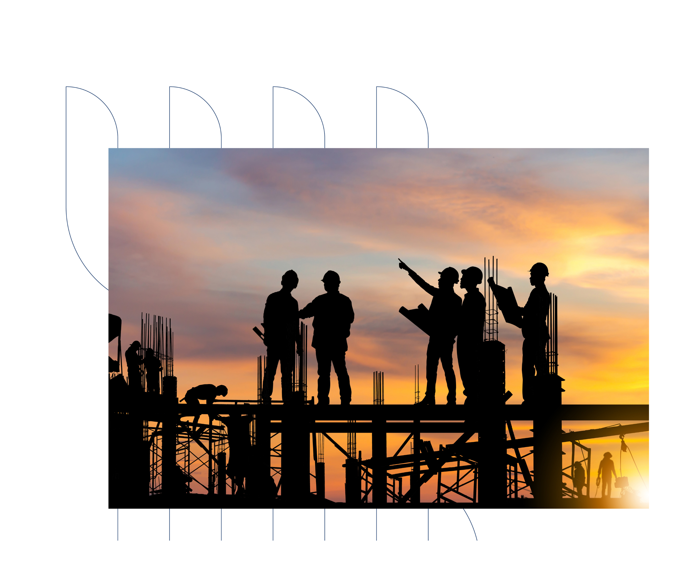Construction engineers at Third Quarter development site, Abu Dhabi
